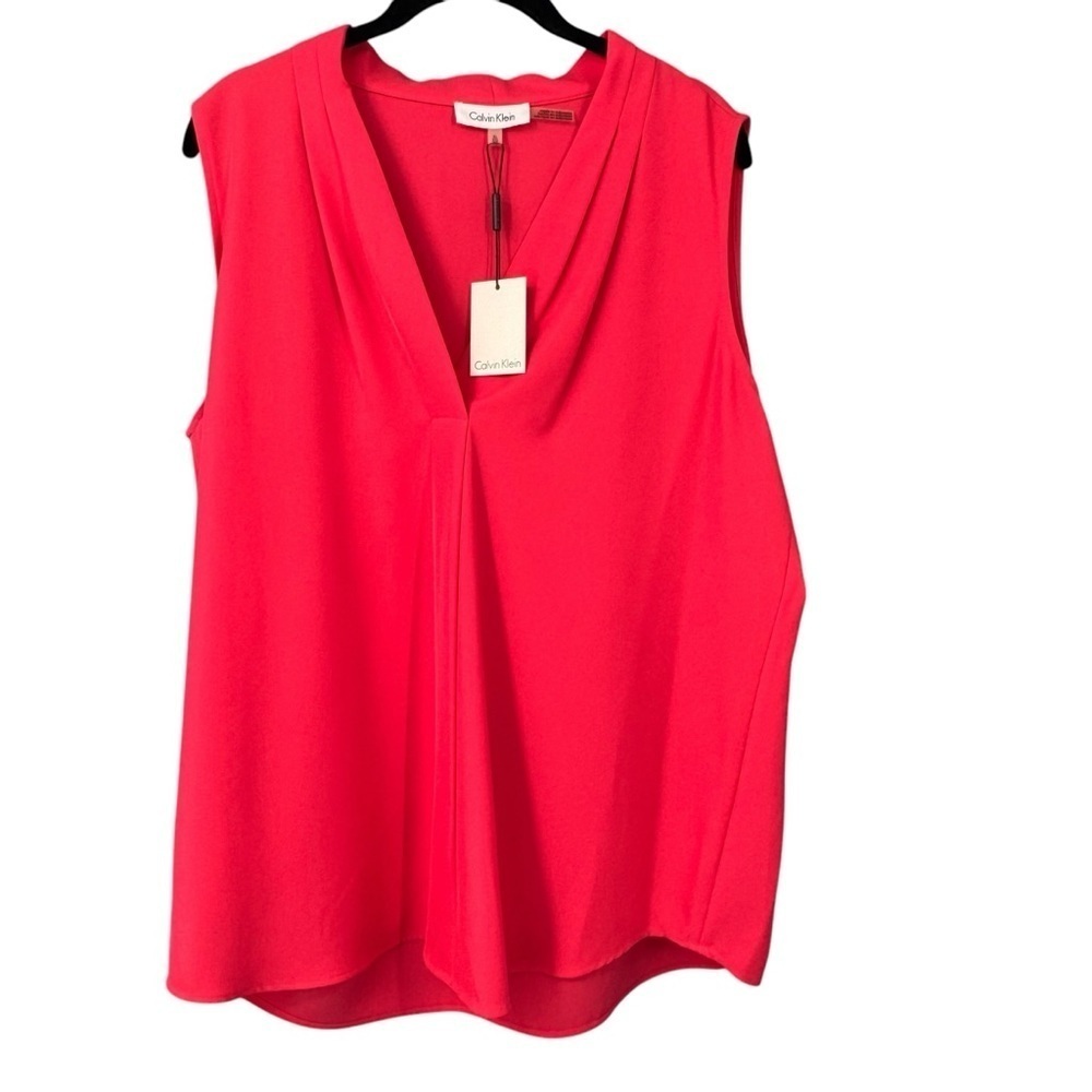 Calvin Klein Women's Dark Pink Sleeveless Blouse - Picture 2 of 8